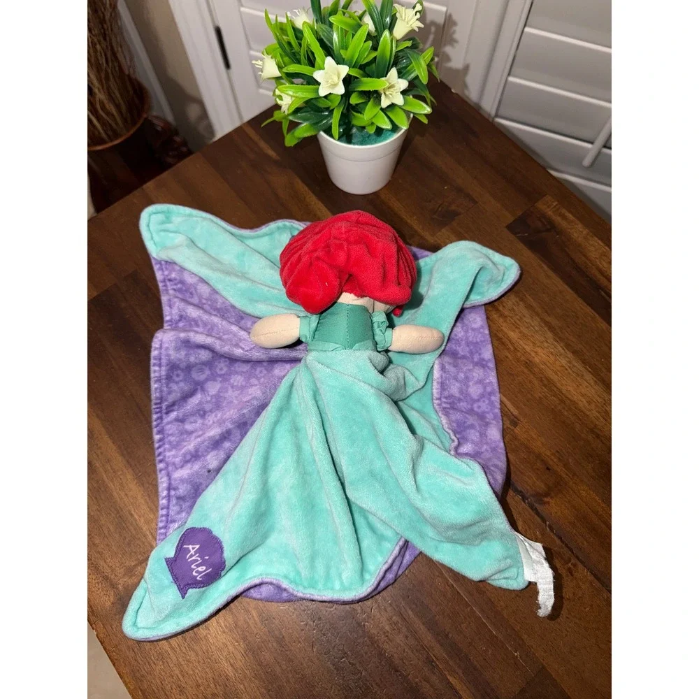 Disney Baby Ariel Little Mermaid Plush Security Blanket Lovie Teal Purple Shell
